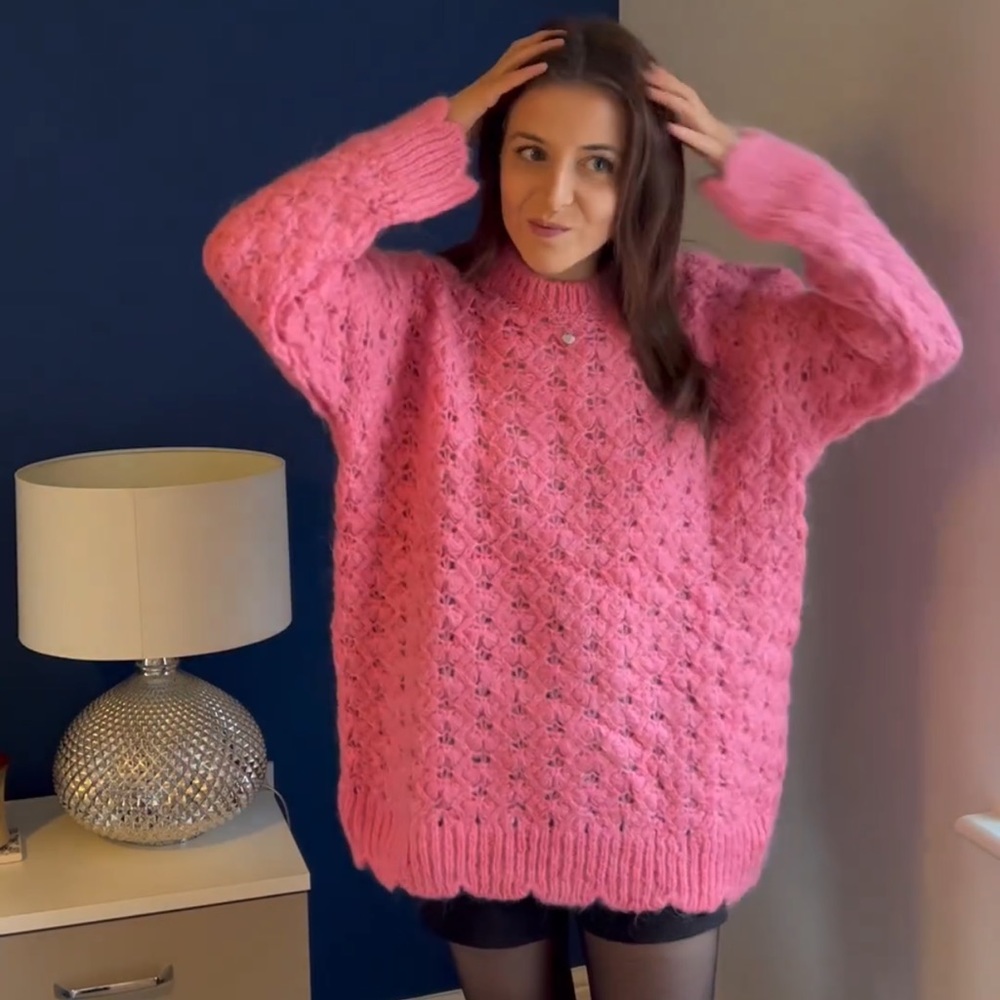 Zara Pink Wool Blend Oversized Sweater - Picture 4 of 15